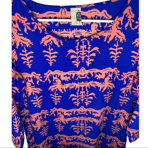 Francescas Bird Cage dress royal blue coral pink womens size Large - Picture 6 of 6